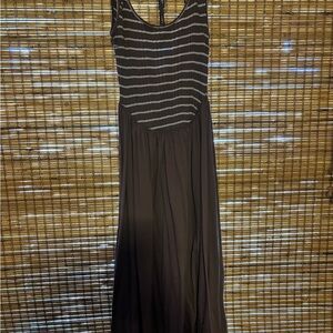 Free People beach brown and white striped midi/ maxi dress